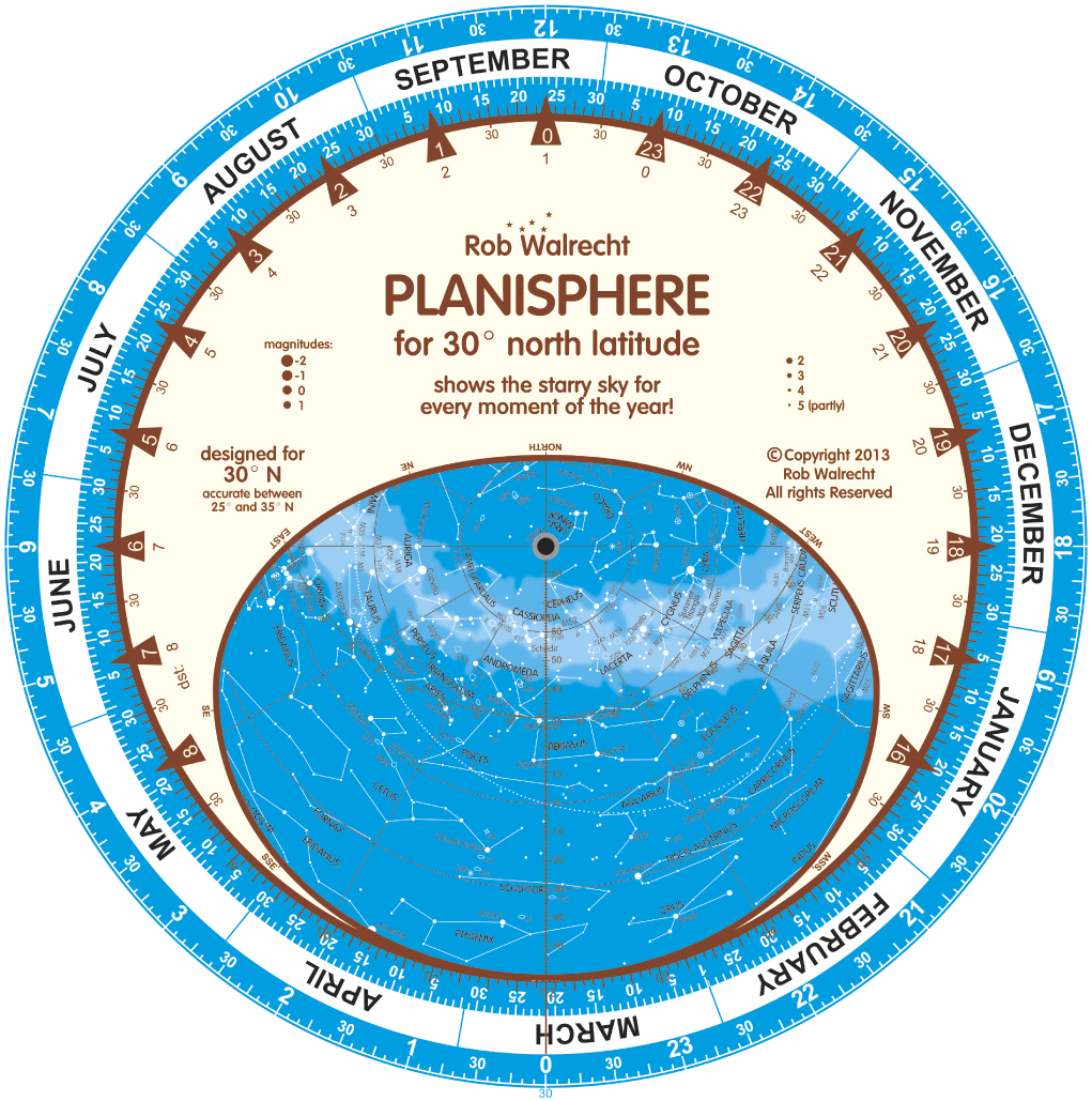 Miller 10.5 30 Degree Planisphere for 25-35 degrees N